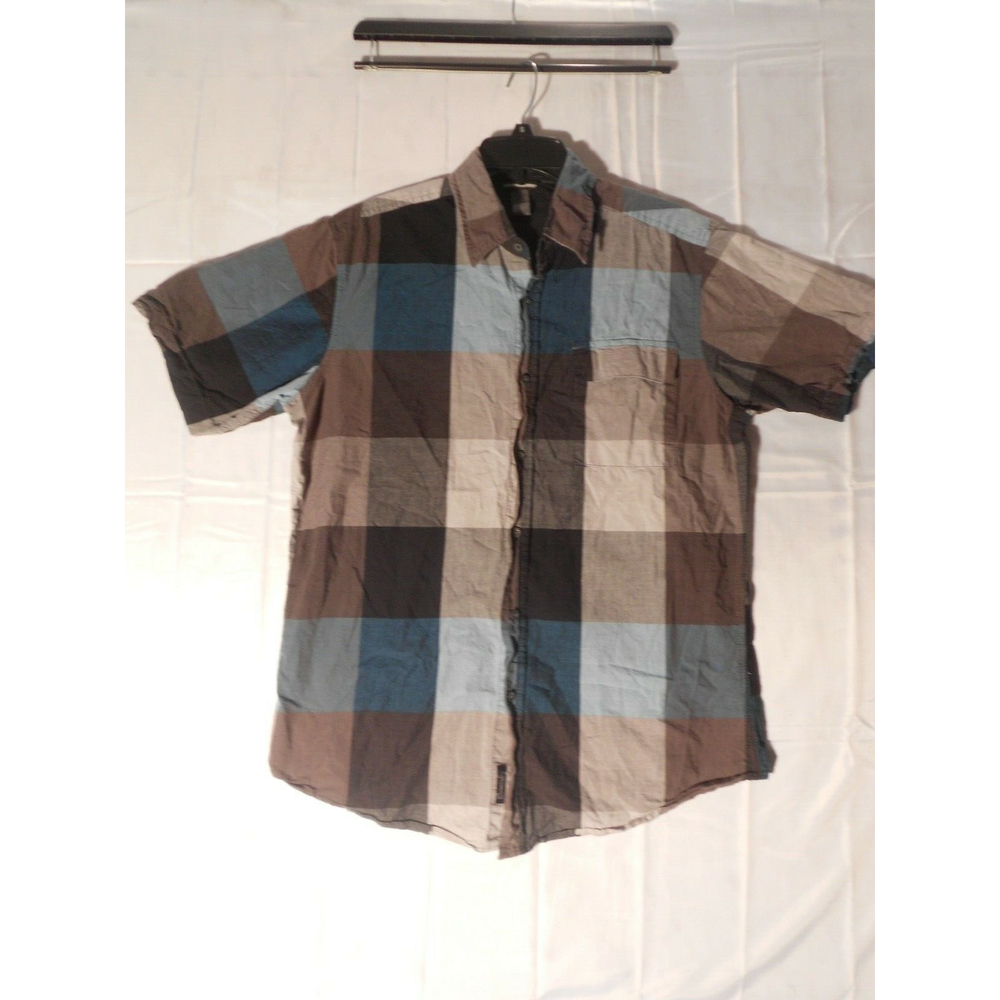 Mens Burnside Button up Plaid Shirt Size LG